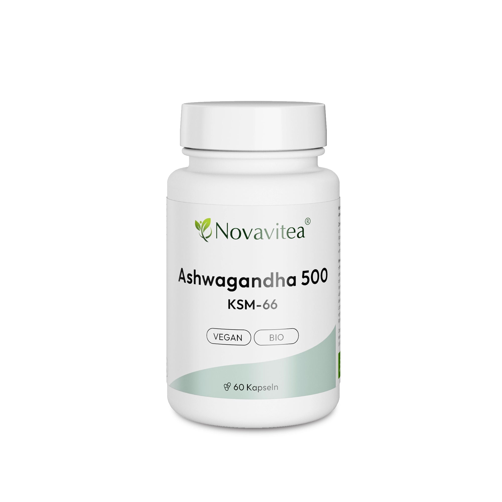 Ashwagandha 500 KSM-66 Bio Vegan Nahrungsergänzungsmittel Novavitea