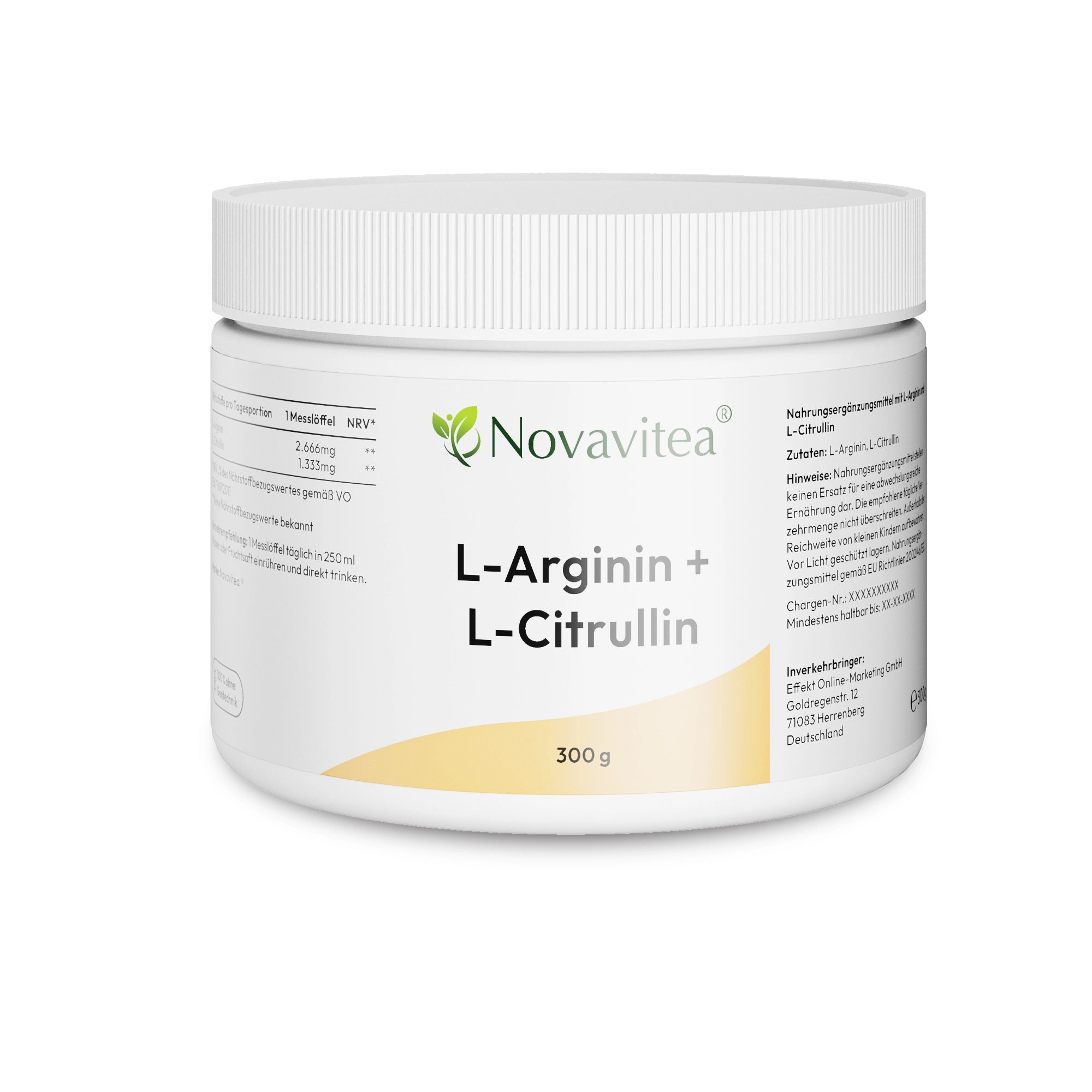L-Arginin und L-Citrullin 300g Nahrungsergänzungsmittel Novavitea