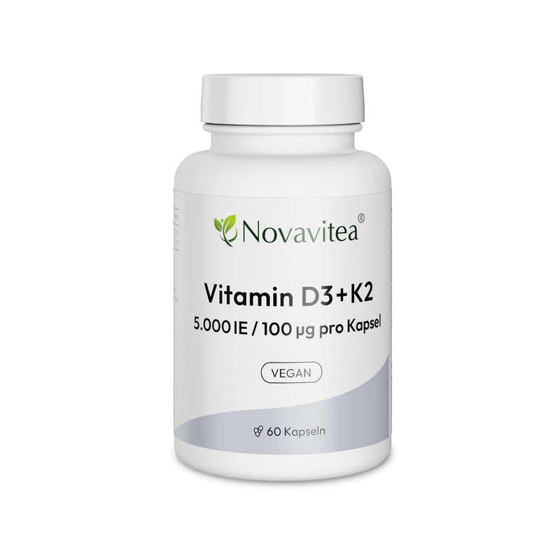 Vitamin D3 und K2 5.000 IE Vegan Nahrungsergänzungsmittel Novavitea